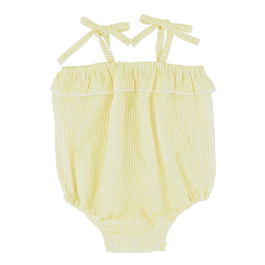 Seersucker Romper-Yellow Girls