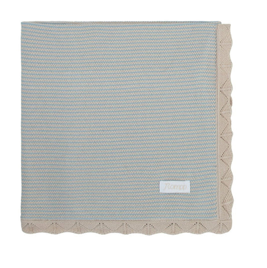 Two Tone BlanketKnit-Beige/Blue