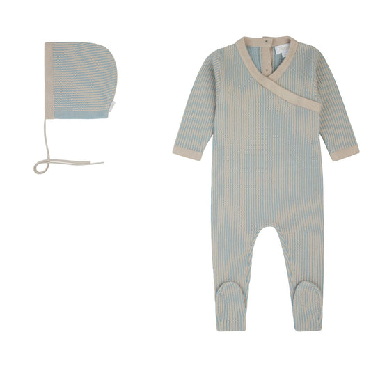 Two Tone Onesie Knit-Beige/Blue