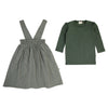 Pin-Striped Dress-3/4 Sleeves-Green