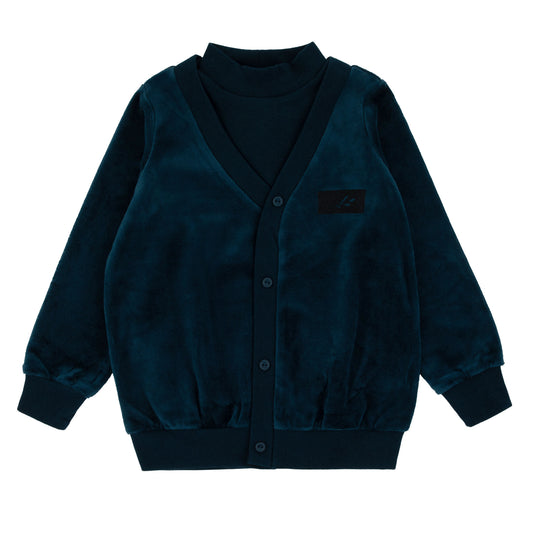 Logo Velour Top-Teal