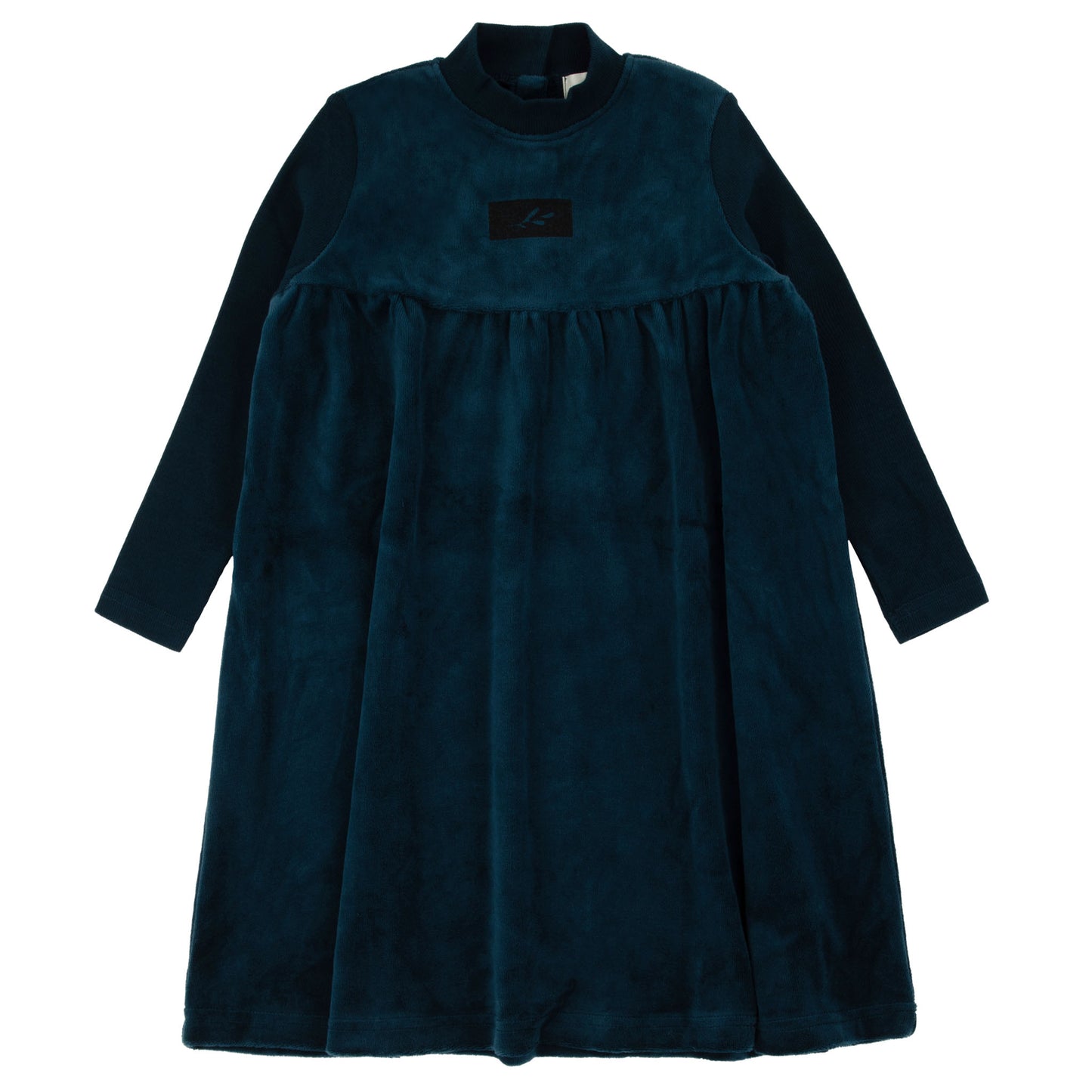 Logo Velour Dress-Teal