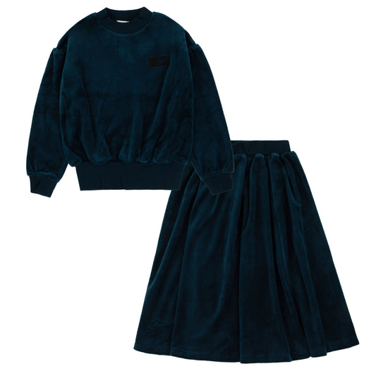 Logo Velour Pre Teen Set-Teal