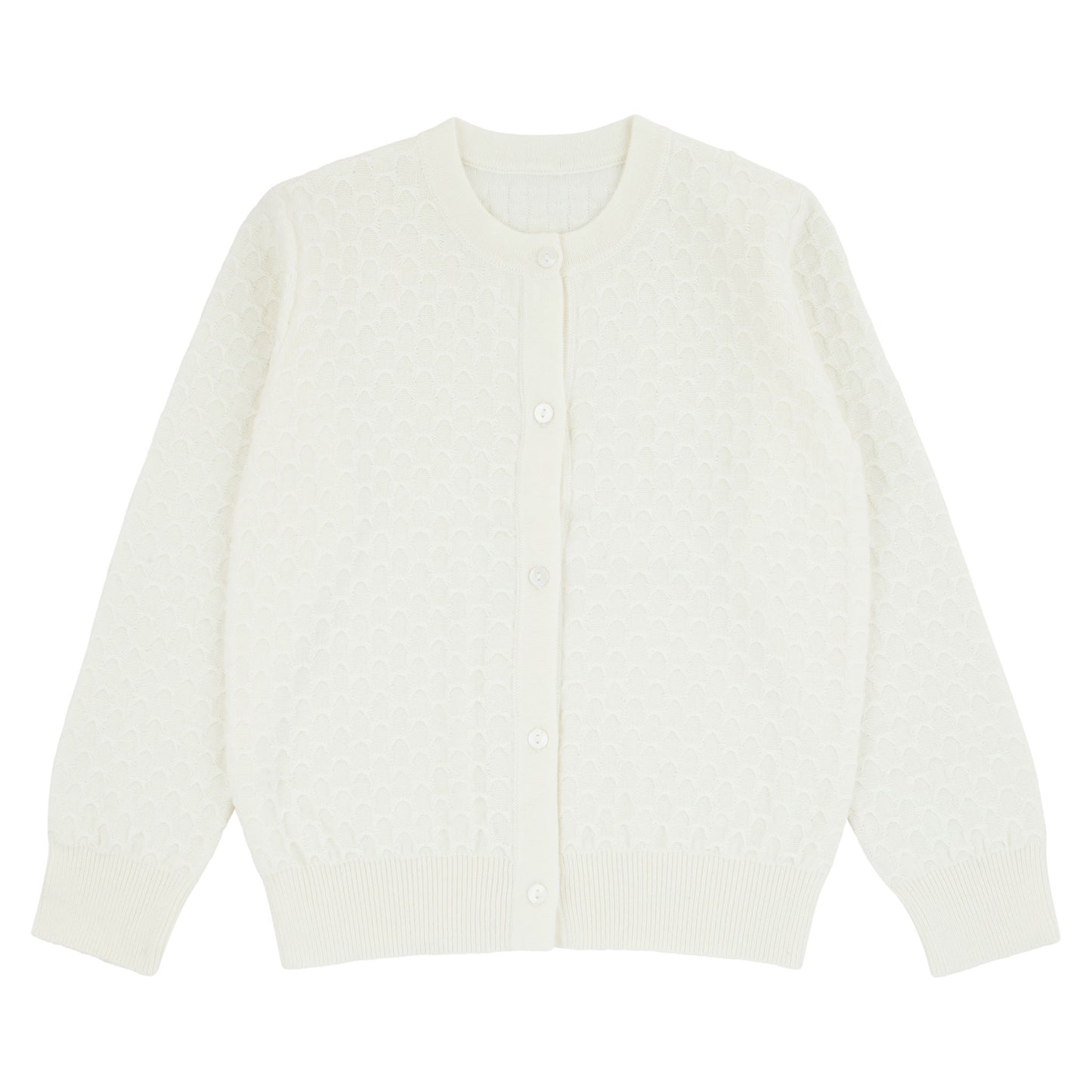 Textured Knit White Cardigan