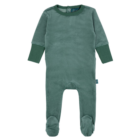 Striped Cozy Footie-Green