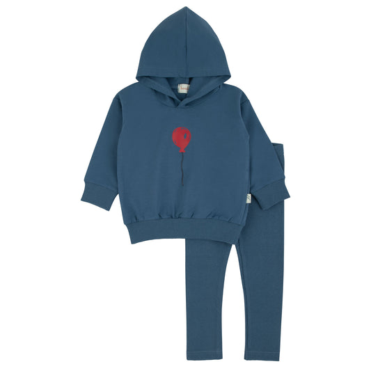 Dark Blue Balloon Hoodie 2 Pcs set