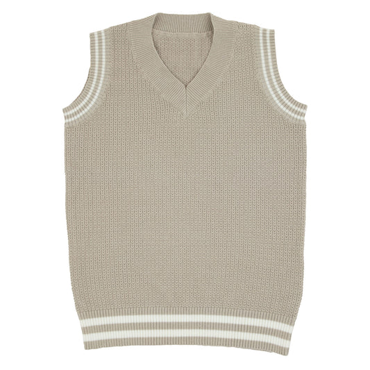 Gingham Beige Knit Vest