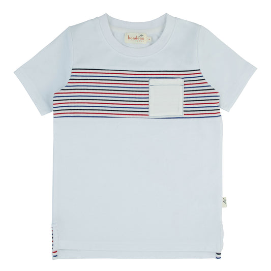 Striped Umbrella Boys Top-Short Sleeves-White