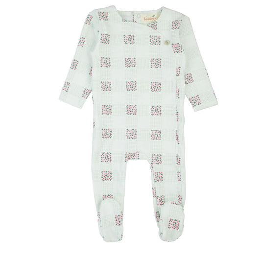 Floral Velour Footie-Pink