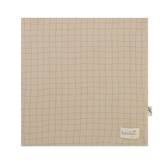 Checked Kimono Blanket-Beige