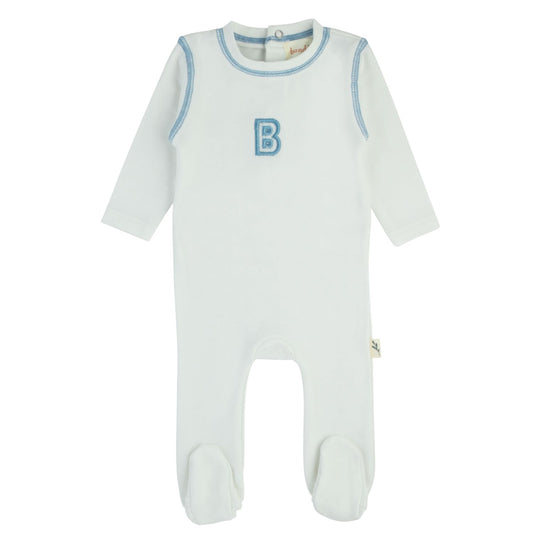 Sherpa 'B' Footie-White & Blue