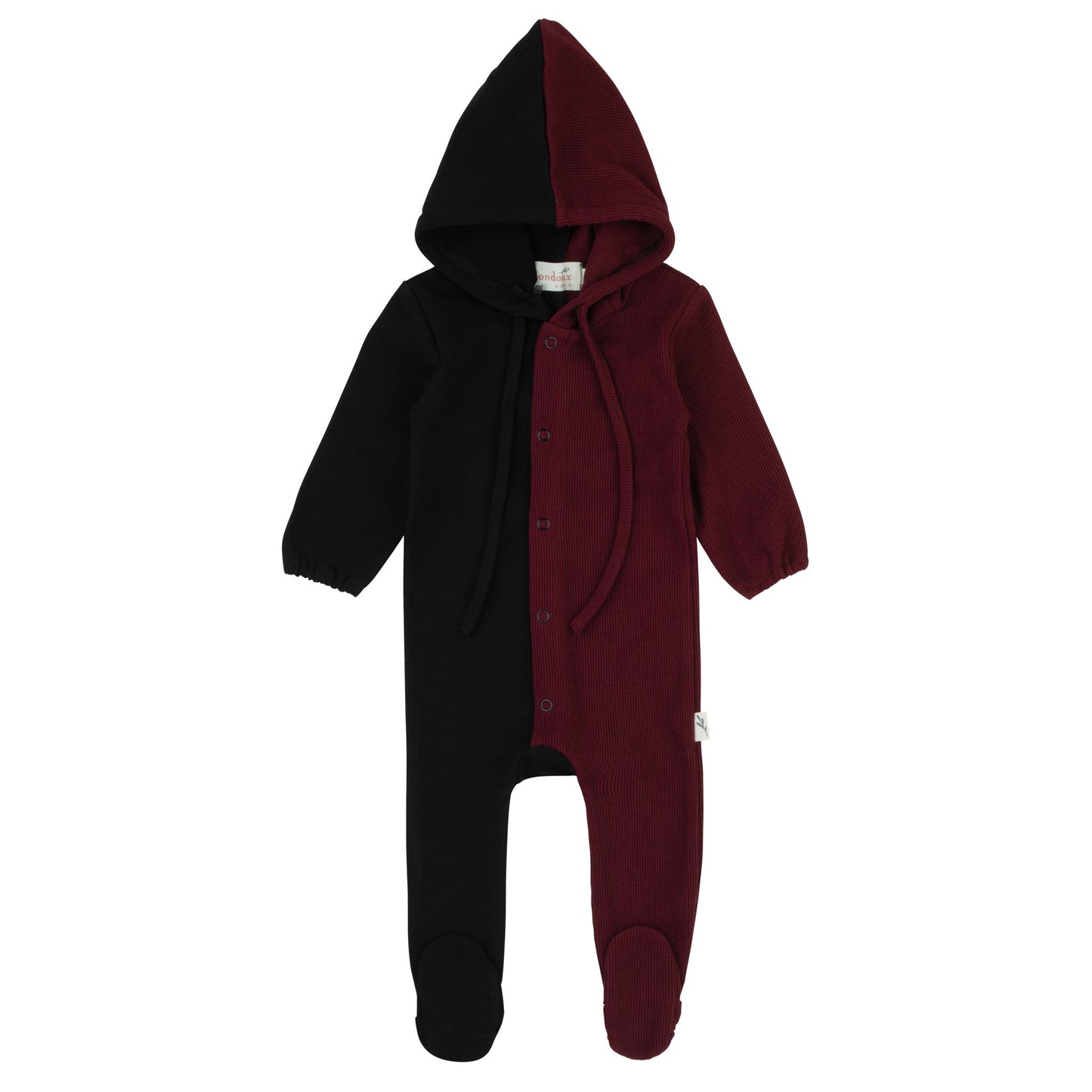Black-N-Colored Footie-Burgundy