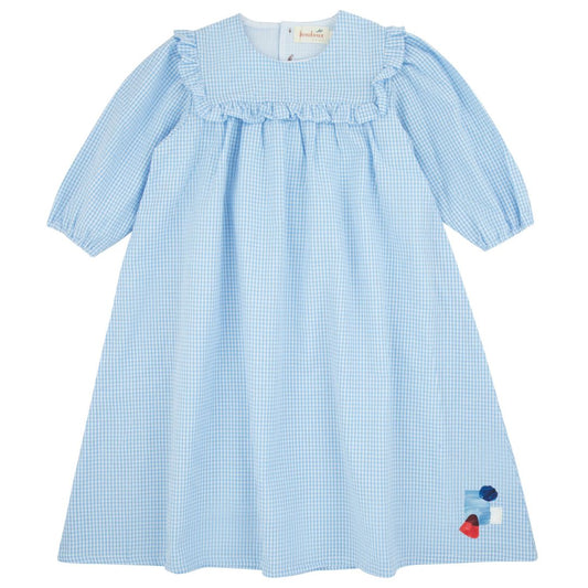 Blue Gingham Long Sleeve Dress