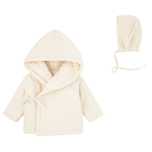 Cream Printed Boys Muslin  Sweater