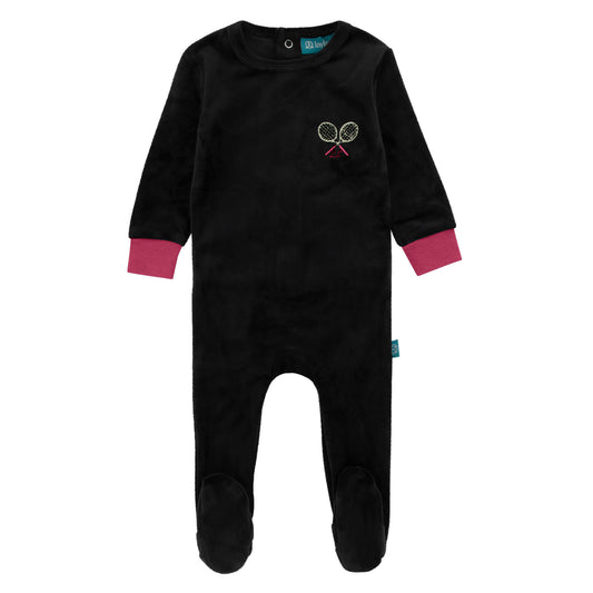 Tennis Racket Footie-Black & Hot Pink