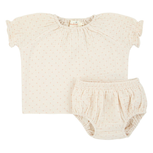 Printed White/Pink  Short 2Pcs Set