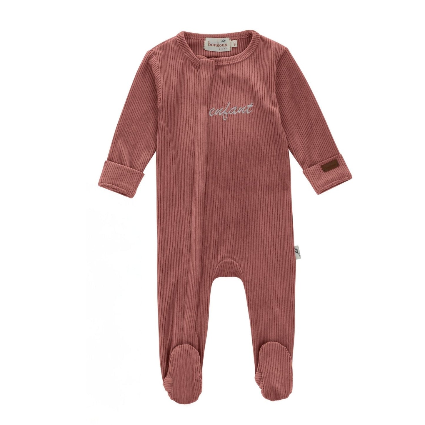 Enfant Velour Footie-Pink