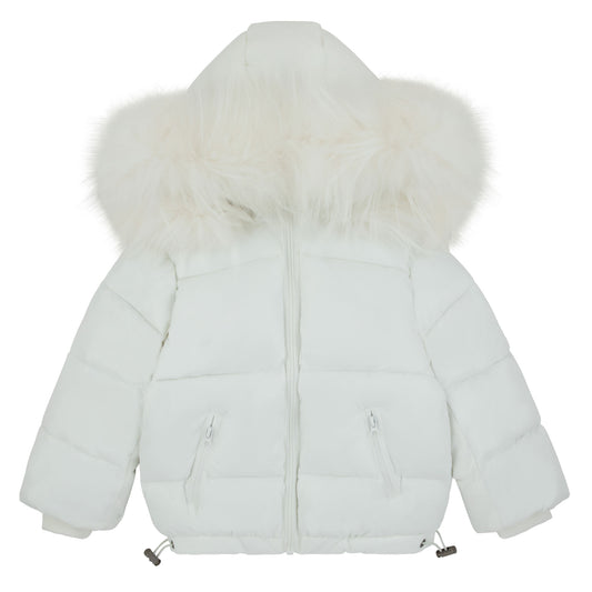Ribbed Detail Jacket-White