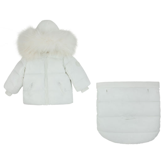 Ribbed Detail Snowsuit-White