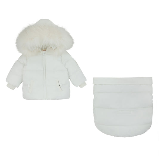 Textured 'B' Snowsuit-White