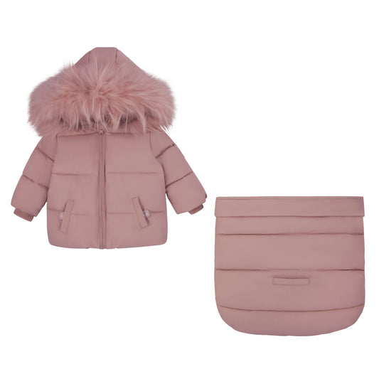 Textured 'B' Snowsuit-Pink