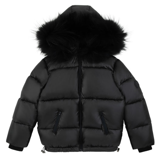 Ribbed Detail Jacket-Black