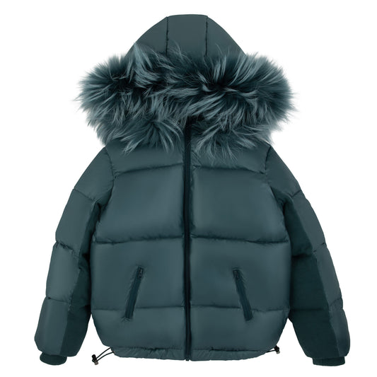 Ribbed Detail Jacket-Green