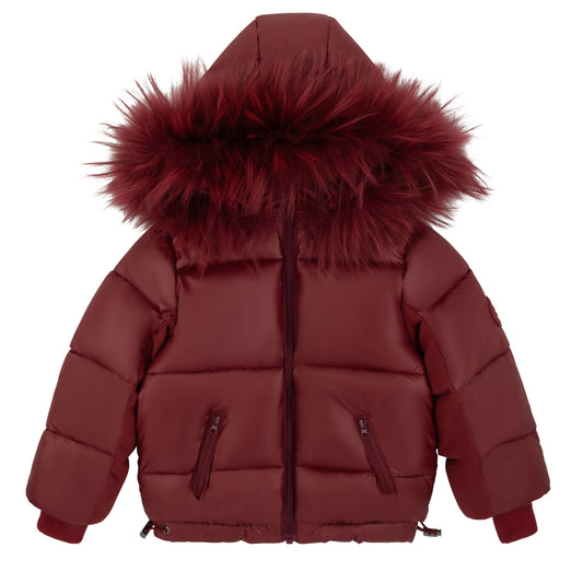 Ribbed Detail Jacket-Maroon