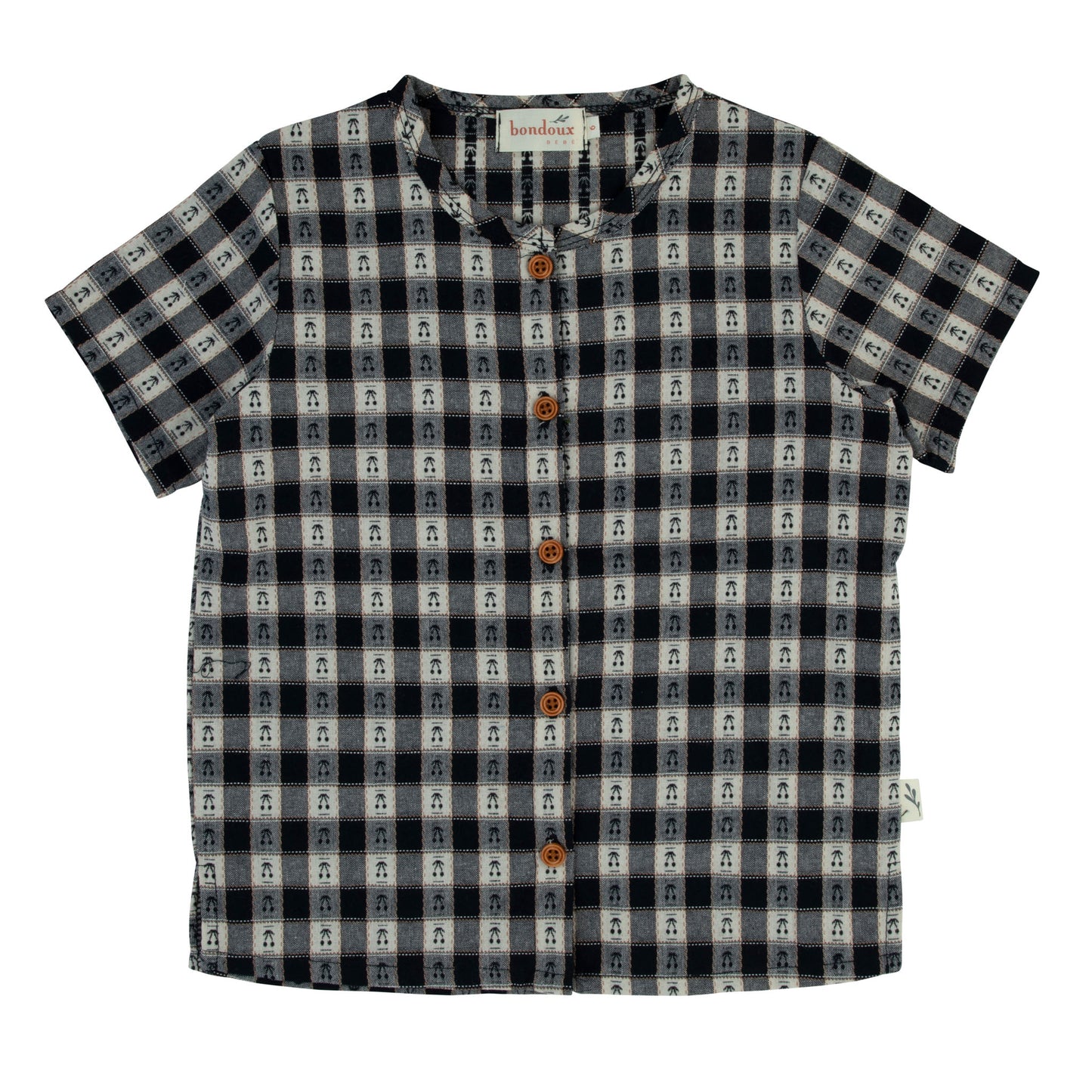 Cherry  Boys Top-Short Sleeves-Navy