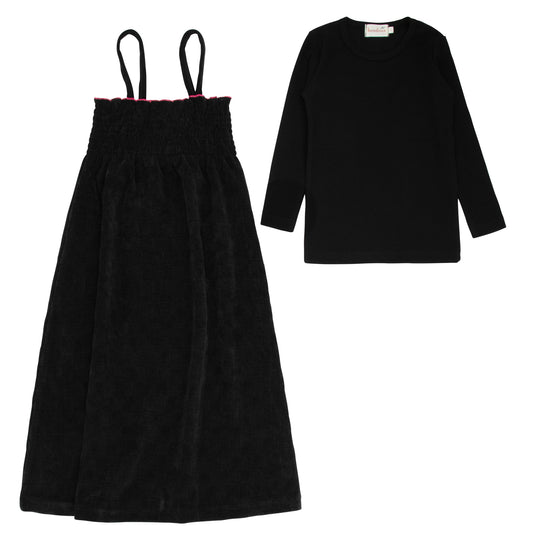 Square Velour Robe-Black