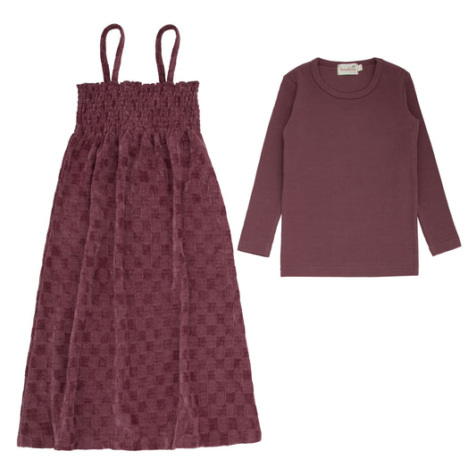 Square Velour Robe-Plum