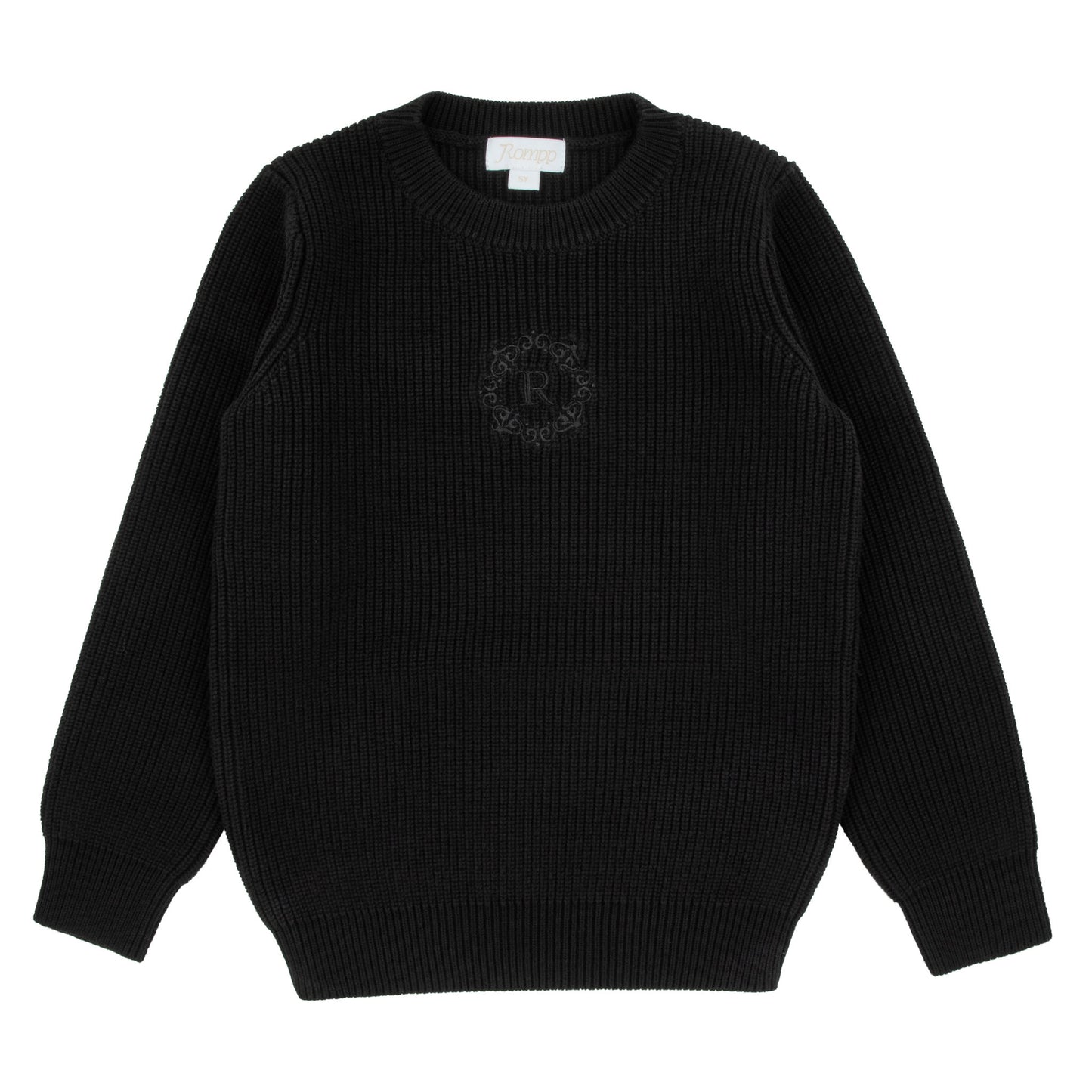 Basic Chunky Knit Logo Sweater-Black