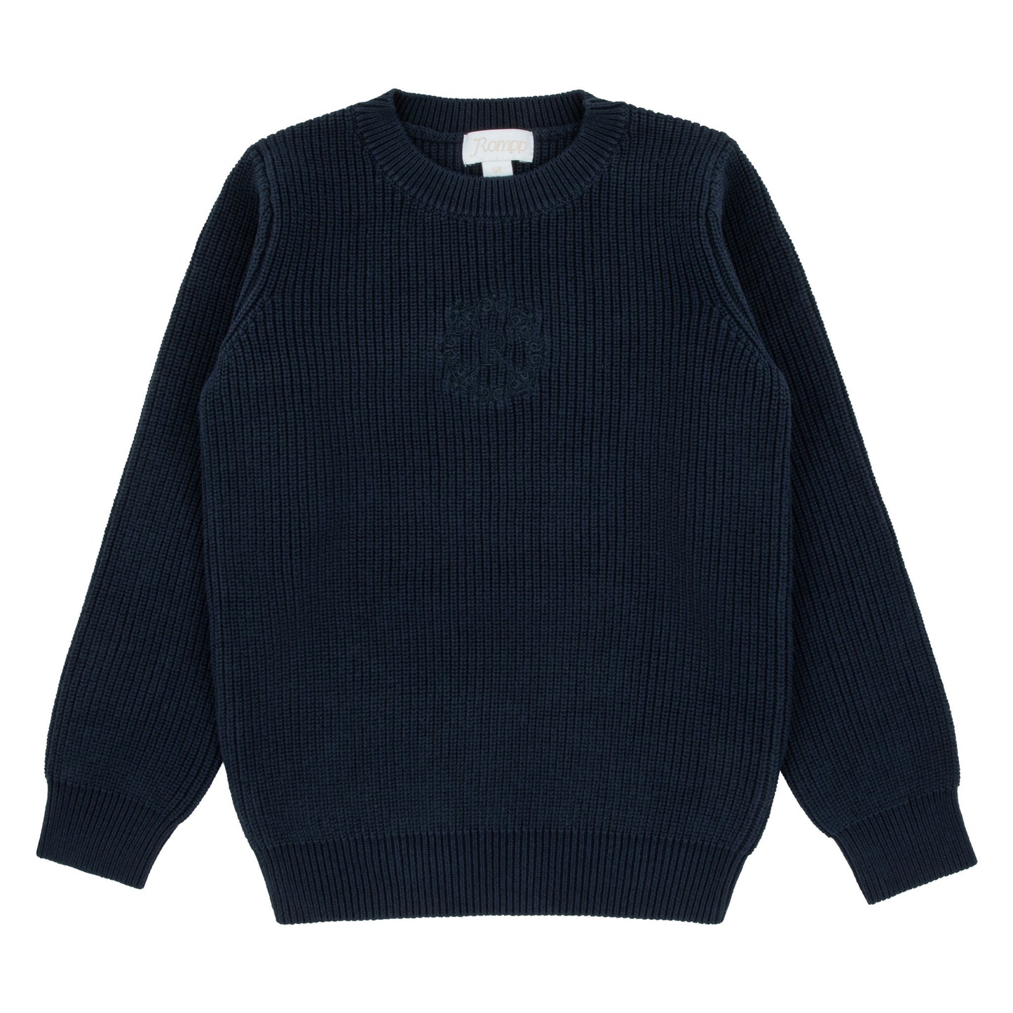 Basic Chunky Knit Logo Sweater-Navy