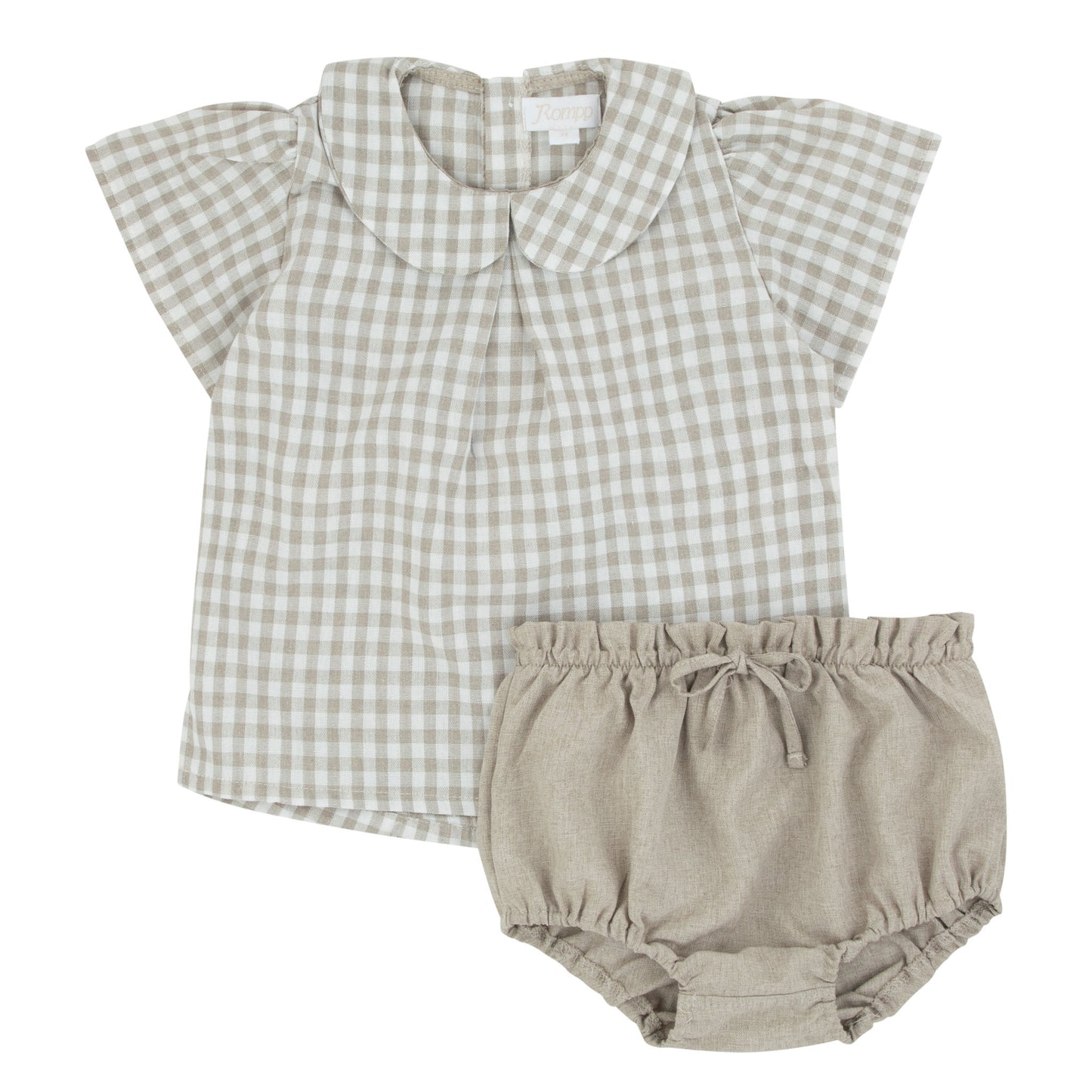 Gingham Girl Beige 2 Pcs Set