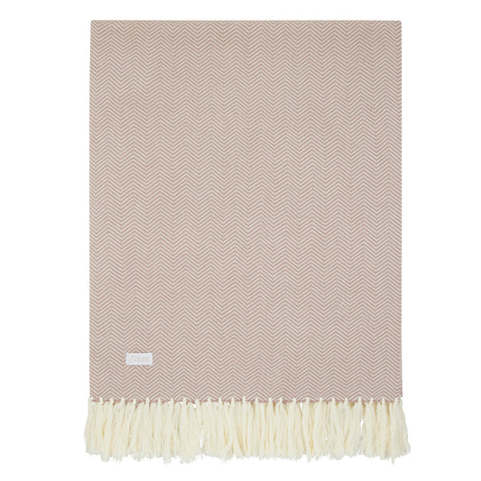 Tassel Chevron Knit Carriage Blanket-Pink