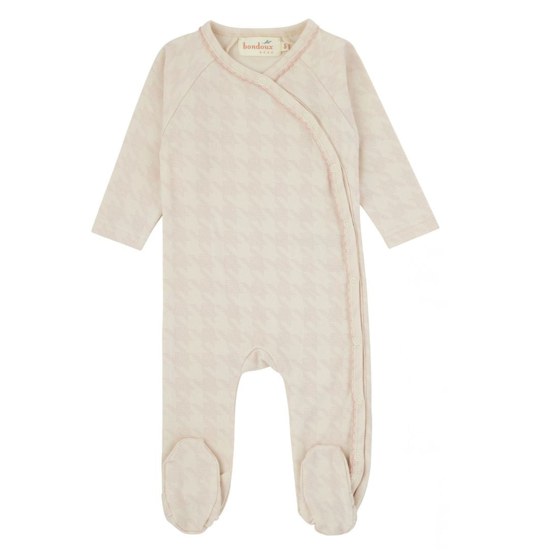 Houndstooth Pink Print Girls Footie