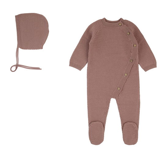 Woven Wrap Knit Onesie Pink