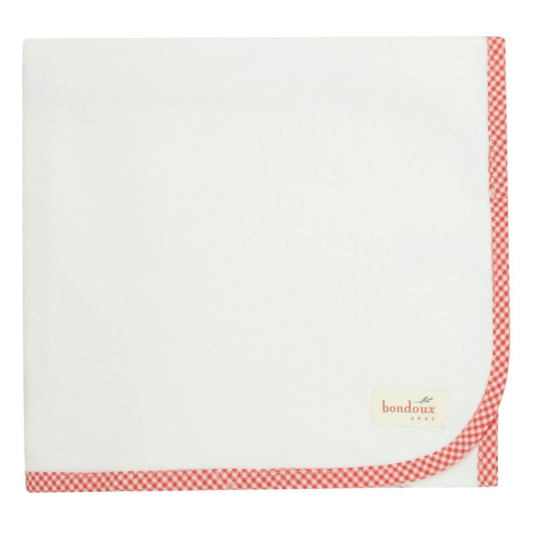Petite Red Gingam Trim White Blanket