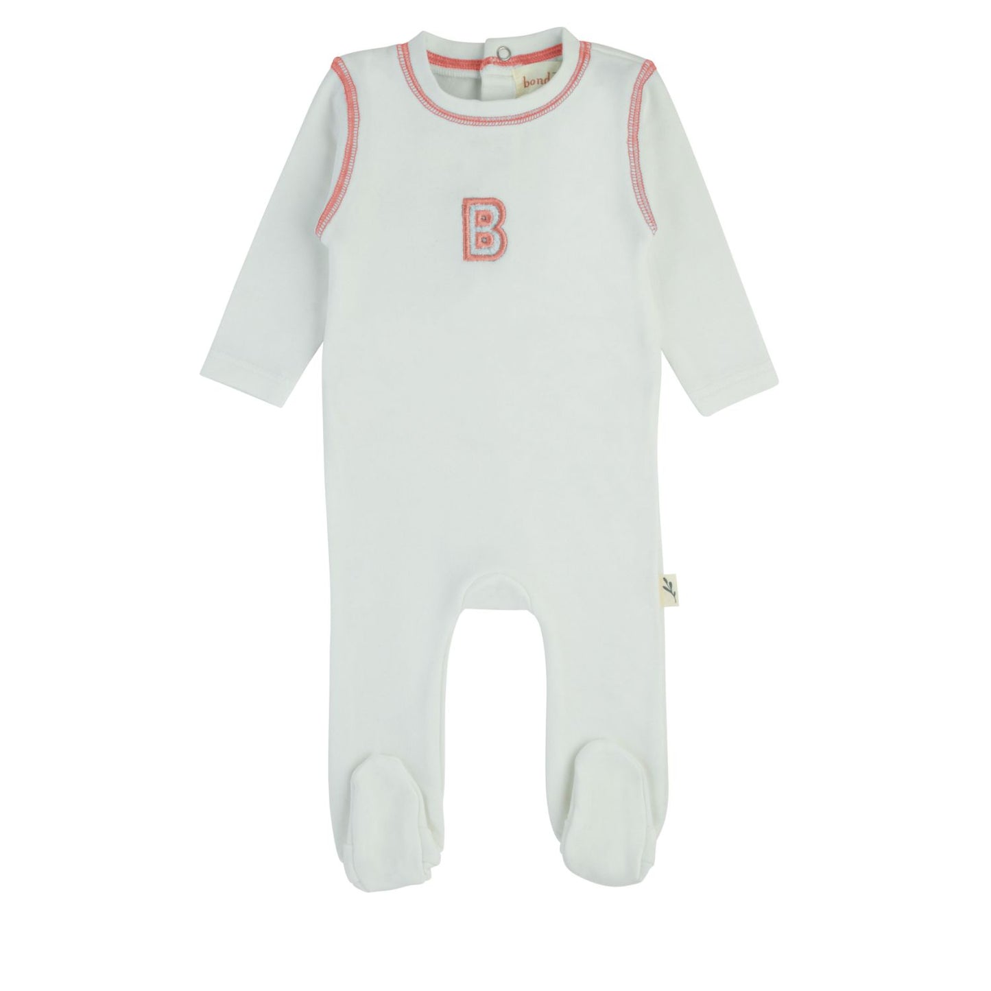 Sherpa 'B' Footie-White & Pink
