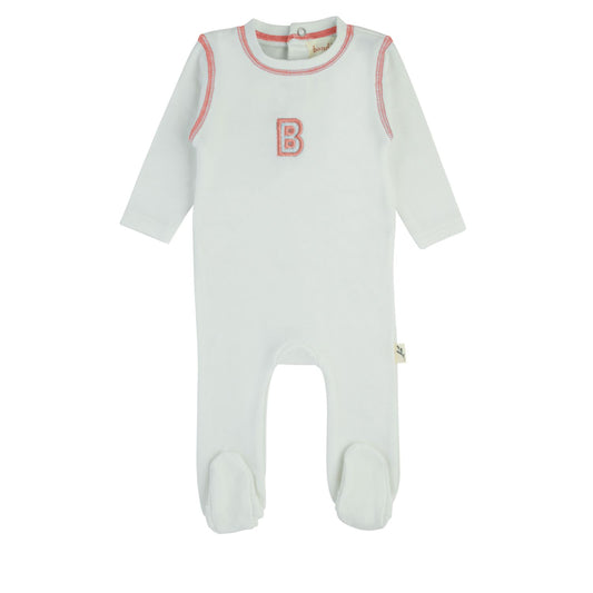 Sherpa 'B' Footie-White & Pink