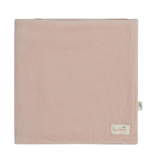 Knit Detail Velour Blanket-Peach