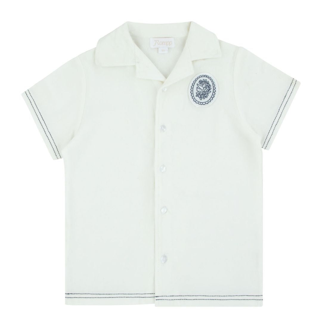 Navy Detailed White Shirt