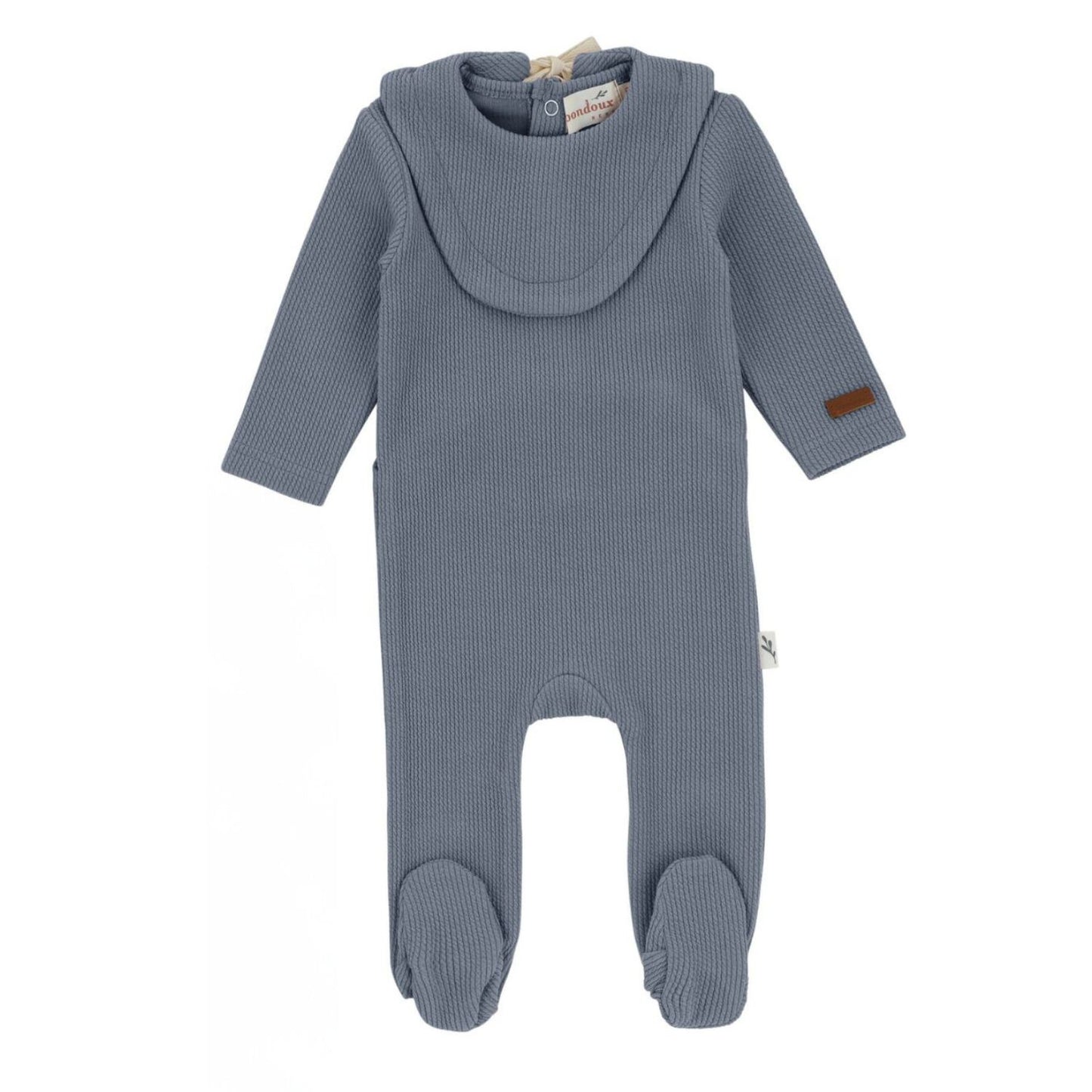 Bib Knit Footie-Blue