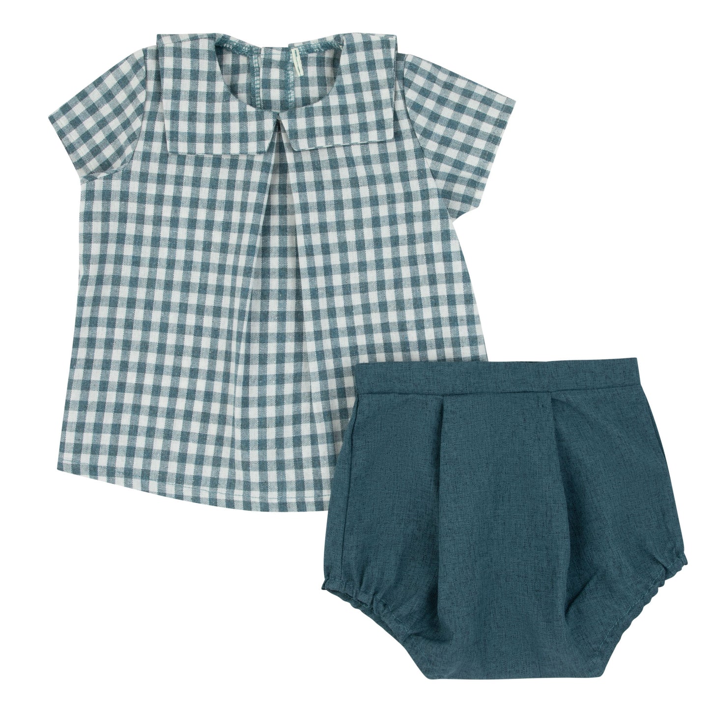 Gingham Boys Teal Blue 2 Pcs Set