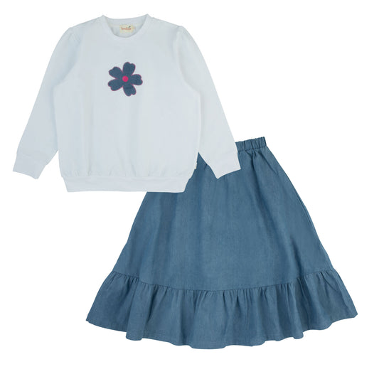 Terry & Denim Preteen Set-Denim