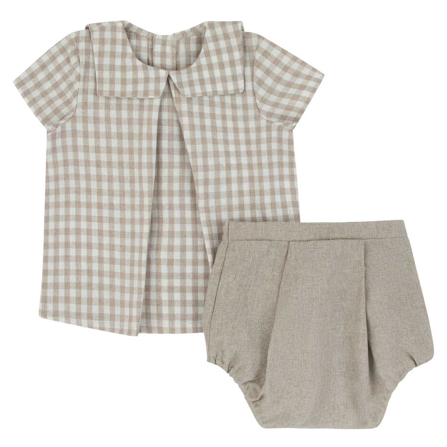 Gingham Boys Beige 2 Pcs Set