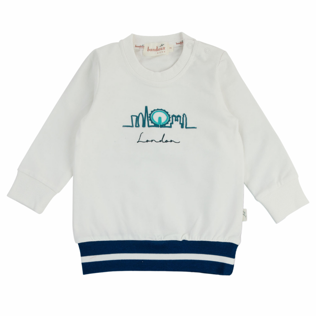 London Skyline Collection Top White Blue