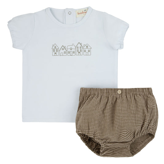Kaki Green Gingham Shorts Set
