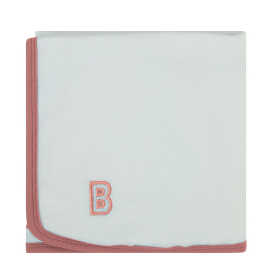 Sherpa 'B' Blanket-White & Pink
