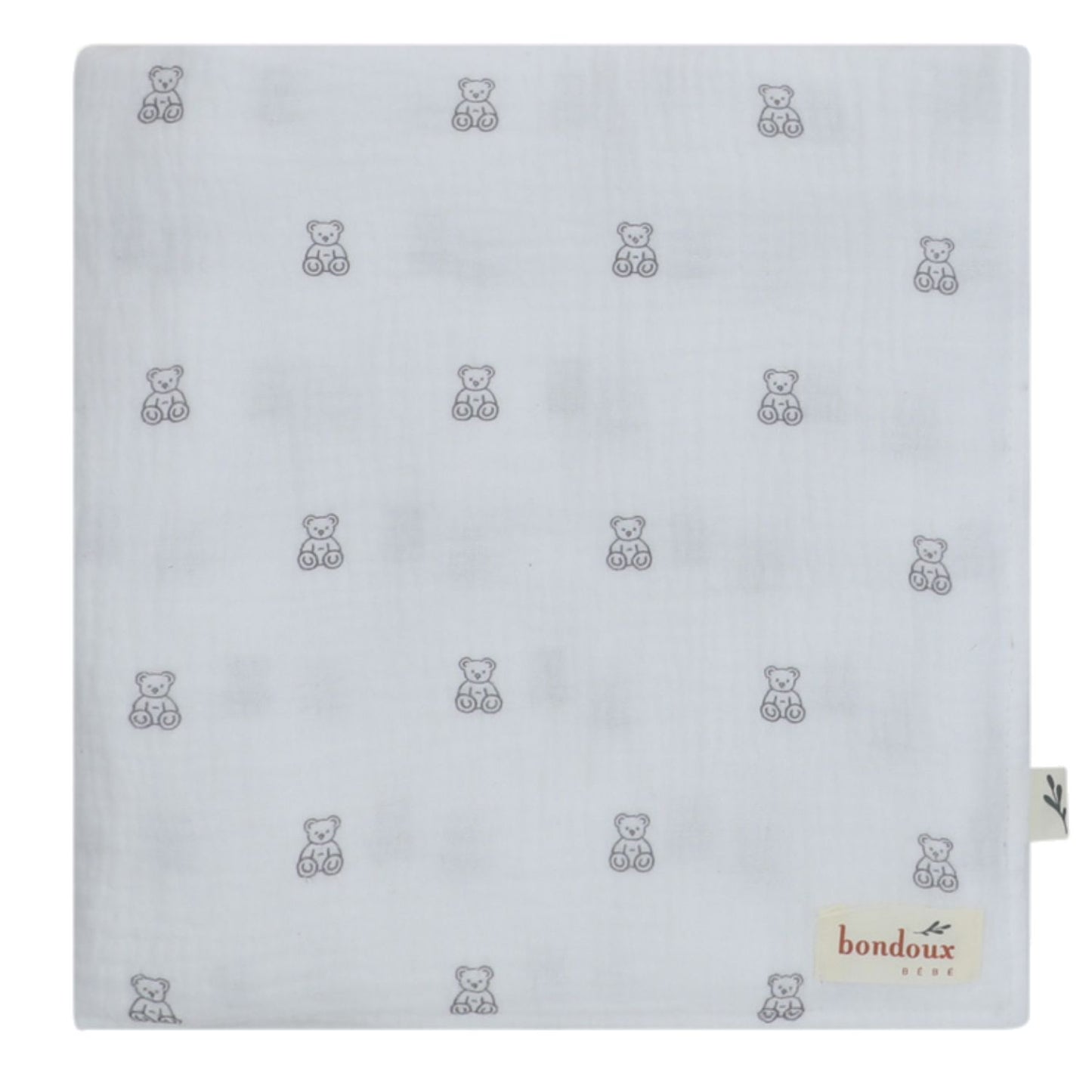 Teddy Print Blanket-Blue-Gray-Muslin